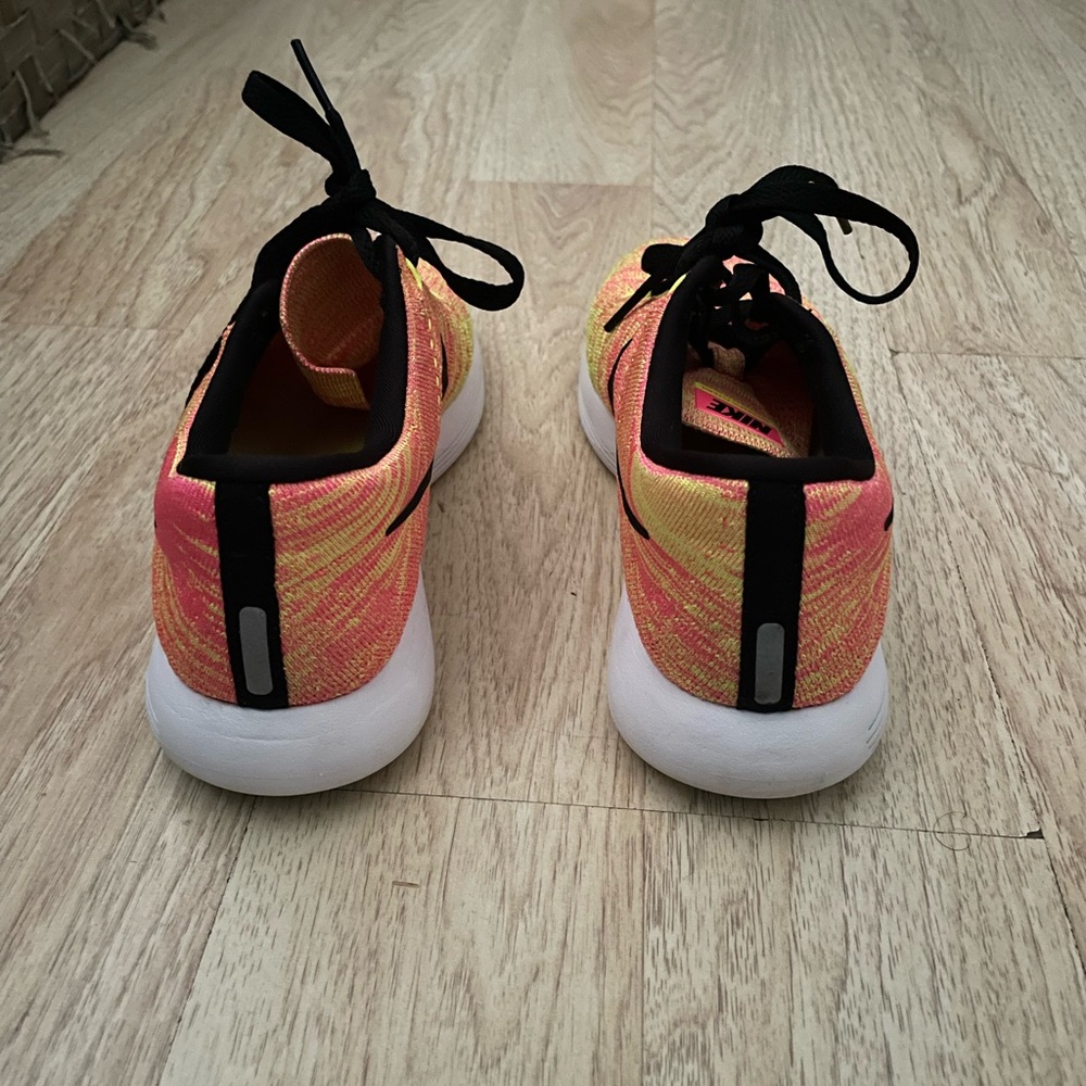 Nike Women’s Flyknit Lunarlon Running Shoes - Pink and Yellow - Picture 4 of 6